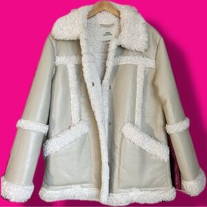 Cream Faux Leather Lined Jacket